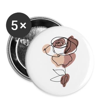 VINTAGE LINEAR ROSE FLOWER - Buttons small 1''/25 mm (5-pack) - white - Front
