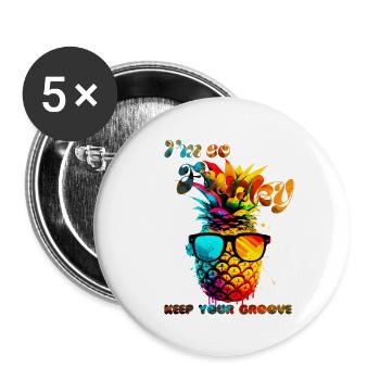 I'm so Funky. keep your groove. Ananas - Lot de 5 petits badges (25 mm) - blanc - Devant