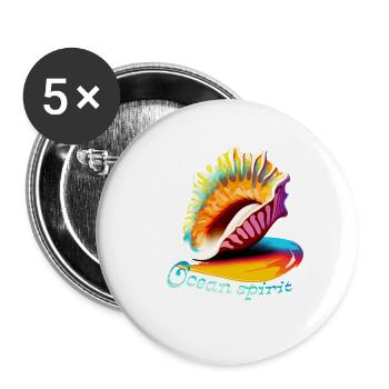 ocean spirit. Coquillage - Lot de 5 petits badges (25 mm) - blanc - Devant