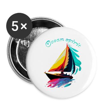 Ocean spirit. Voilier - Lot de 5 petits badges (25 mm) - blanc - Devant