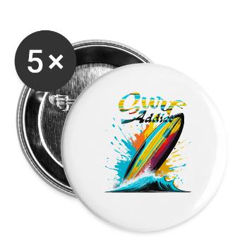 Surf addict - Lot de 5 petits badges (25 mm) - blanc - Devant