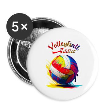 Volleyball addict - Lot de 5 petits badges (25 mm) - blanc - Devant
