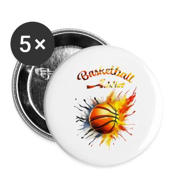 Basketball addict - Lot de 5 petits badges (25 mm) - blanc - Devant