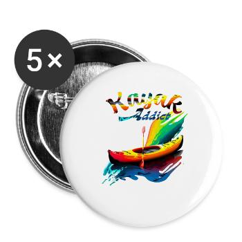 Kayak addict - Lot de 5 petits badges (25 mm) - blanc - Devant