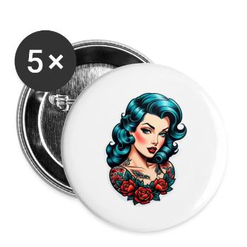 Rockabilly / Pin-up / 50er Jahre - Buttons klein 25 mm (5er Pack) - Weiß - Vorne