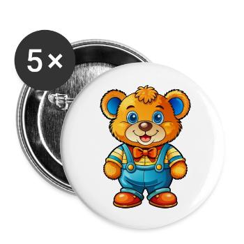 Teddy avec pantalon - Lot de 5 petits badges (25 mm) - blanc - Devant