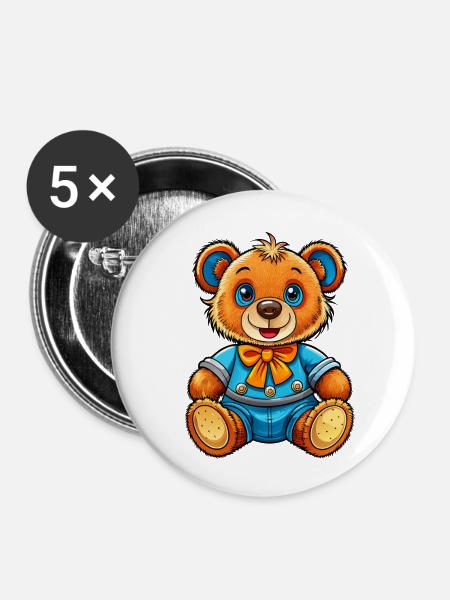 Schmucker Teddy - Buttons klein 25 mm (5er Pack) - Weiß
