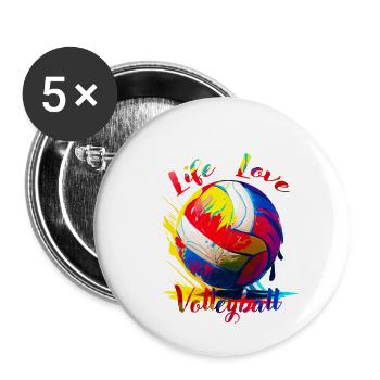 life love volleyball - Lot de 5 petits badges (25 mm) - blanc - Devant
