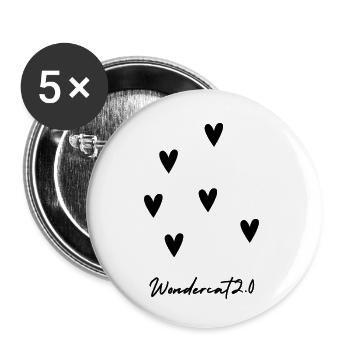 Wondercat 2 0 COEURS NOIRS - Lot de 5 petits badges (25 mm) - blanc - Devant