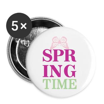 SpringTime - Der Frühling ist da! - Buttons klein 25 mm (5er Pack) - Weiß - Vorne