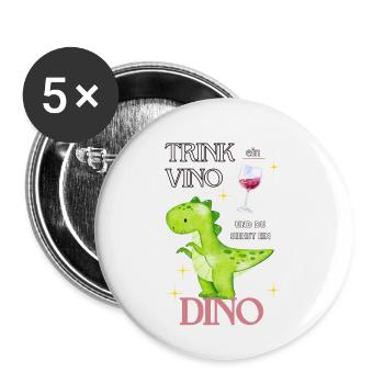 Dino Vino Dinosaur Wine Saying - Buttons small 1''/25 mm (5-pack) - white - Front
