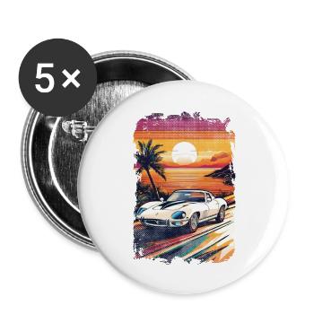 Oldtimer Sonnenuntergang - Buttons klein 25 mm (5er Pack) - Weiß - Vorne