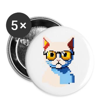 Pix die Katze - Buttons klein 25 mm (5er Pack) - Weiß - Vorne