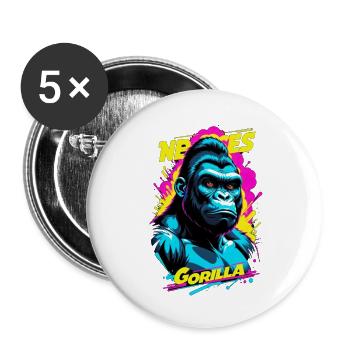 Gorilla mit Goldkette - Buttons klein 25 mm (5er Pack) - Weiß - Vorne