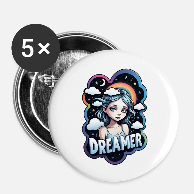 Dreamer - Dreamer - Dreamer - Dream - Reverie - Buttons small 1''/25 mm (5-pack) - white