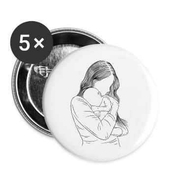 Mutter Baby - Buttons klein 25 mm (5er Pack) - Weiß - Vorne