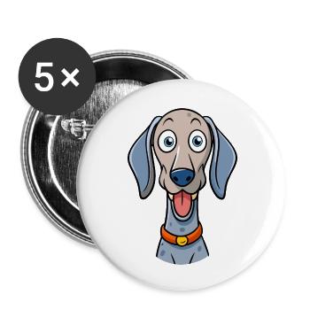 Braque de Weimar maladroit mendiant des friandises - Lot de 5 petits badges (25 mm) - blanc - Devant