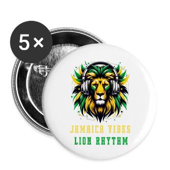 Jamaica lion reggae design - Buttons small 1''/25 mm (5-pack) - white - Front