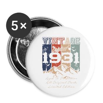 Legendärer Jahrgang 1931 - Buttons klein 25 mm (5er Pack) - Weiß - Vorne