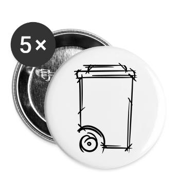Garbage can drawing. Dustman. Garbage collection. - Buttons small 1''/25 mm (5-pack) - white - Front