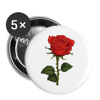 Pixelated Rose - Buttons small 1''/25 mm (5-pack) - white - Front