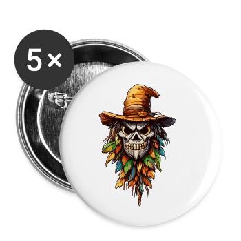 Scarecrow / Harvest Worker / Corn Field / Field - Buttons small 1''/25 mm (5-pack) - white - Front