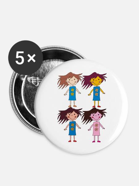 vier mädchen lustig - Buttons klein 25 mm (5er Pack) - Weiß