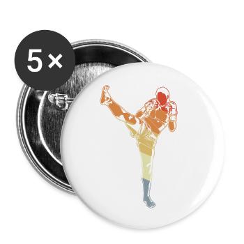 Vintage Kickboxing Girl - Buttons small 1''/25 mm (5-pack) - white - Front