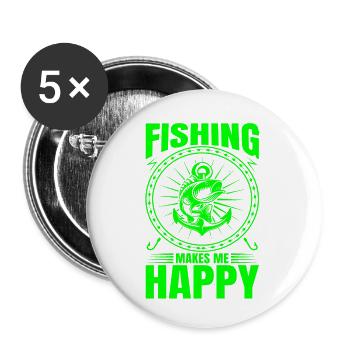 fisch, fisch, angeln, see, meer, angeln, fauna, exotisch - Buttons klein 25 mm (5er Pack) - Weiß - Vorne