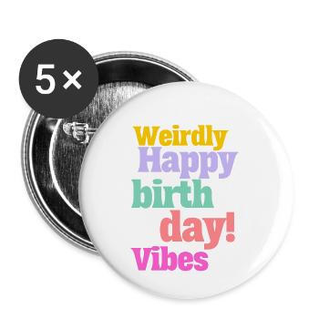 Joyeux anniversaire drôle rétro célébration citation Meme - Lot de 5 petits badges (25 mm) - blanc - Devant