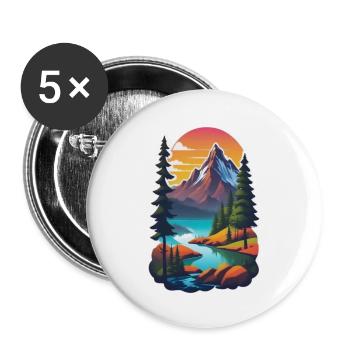 Berg Natur Wandern Klettern See - Buttons klein 25 mm (5er Pack) - Weiß - Vorne