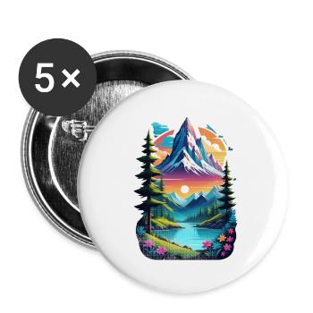 Berg Natur Wandern Klettern See - Buttons klein 25 mm (5er Pack) - Weiß - Vorne