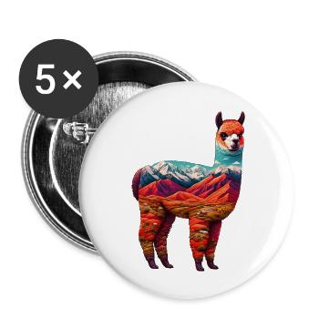 Alpaka - Buttons klein 25 mm (5er Pack) - Weiß - Vorne