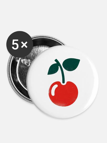 Kirsche - Buttons klein 25 mm (5er Pack) - Weiß