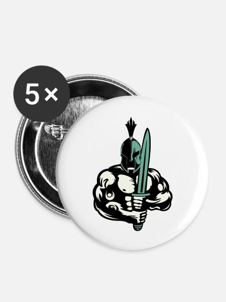 Sparta Warrior - Buttons klein 25 mm (5er Pack) - Weiß