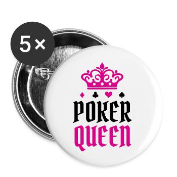 Poker Queen Déclaration Gagner Casino de Poker - Lot de 5 petits badges (25 mm) - blanc - Devant