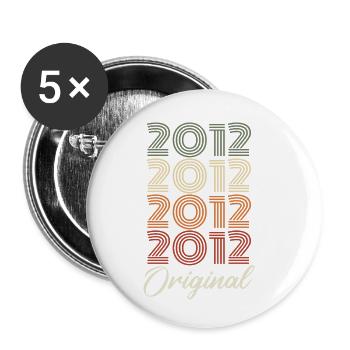 2012 Cadeau D'anniversaire Vintage Original 2012 - Lot de 5 petits badges (25 mm) - blanc - Devant