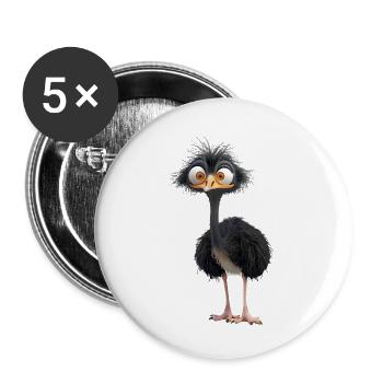 A Funny Bird Ostrich - Buttons small 1''/25 mm (5-pack) - white - Front