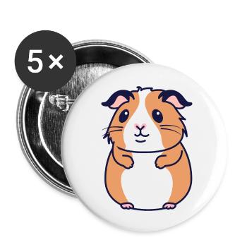 Guinea pig - Buttons small 1''/25 mm (5-pack) - white - Front
