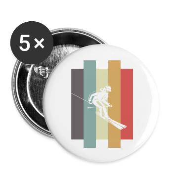 Ski fahren Ski Motiv für Schi Fahrer Schifahrer - Buttons klein 25 mm (5er Pack) - Weiß - Vorne
