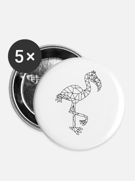 Flamingo geometrisch - Buttons klein 25 mm (5er Pack) - Weiß