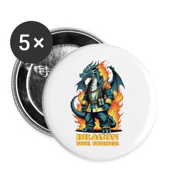 Dragon Fire Brigade - Buttons small 1''/25 mm (5-pack) - white - Front