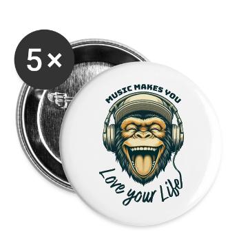 la musique vous fait aimer votre vie - Lot de 5 petits badges (25 mm) - blanc - Devant