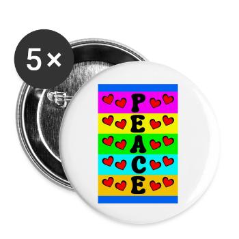Peace And Love - Buttons small 1''/25 mm (5-pack) - white - Front