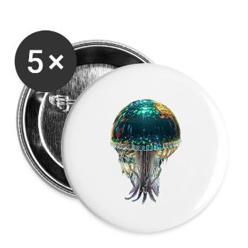 Qualle,pailletten,glitzer,gold,metallic - Buttons klein 25 mm (5er Pack) - Weiß - Vorne