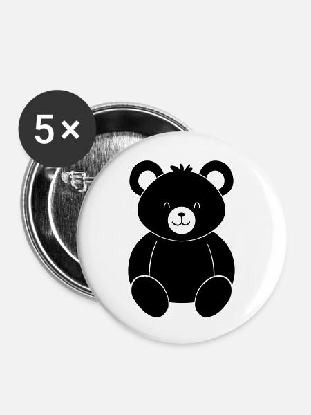 Teddybär - Buttons klein 25 mm (5er Pack) - Weiß