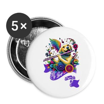 Melodic Love: Flute Sounds - Buttons small 1''/25 mm (5-pack) - white - Front