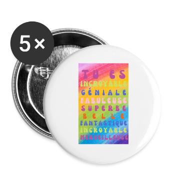 tu es parfaite - Lot de 5 petits badges (25 mm) - blanc - Devant
