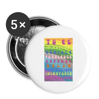 tu es incroyable et belle - Lot de 5 petits badges (25 mm) - blanc - Devant