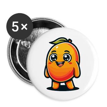 A playful cartoon style mango - Buttons small 1''/25 mm (5-pack) - white - Front